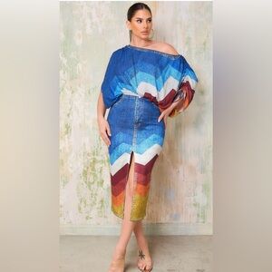 Faux Denim skirt set